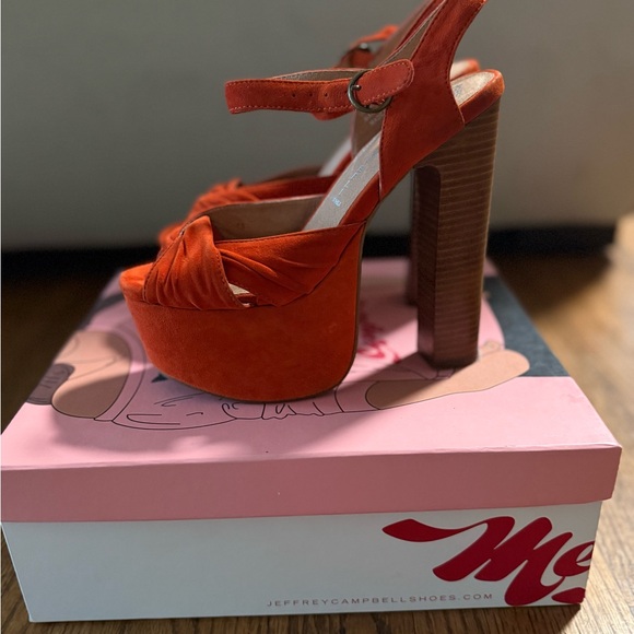 Jeffrey Campbell Donna’s Bold Orange Platform Heels - Picture 3 of 6